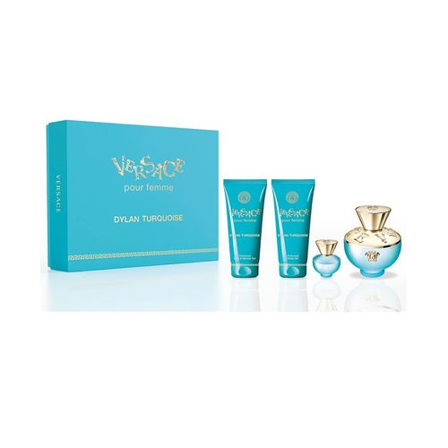 Versace Dylan Turquoise pour Femme dovanų rinkinys EDT 100 ml, dušo gelis 100 ml, kūno gelis 100 ml ir mini EDT 5 ml