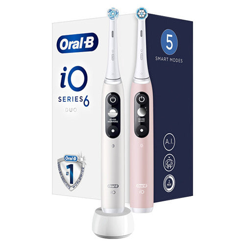 Oral B iO6 Series Duo Pack White/Pink Sir Extra Hirle Dantų šepetėlis (2 vnt.) - Elektrinis dantų šepetėlis