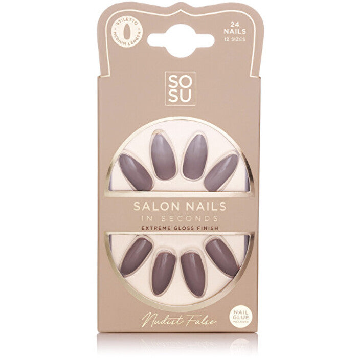 Sosu nudistų salono nagai - dirbtiniai nagai (24 vnt.)