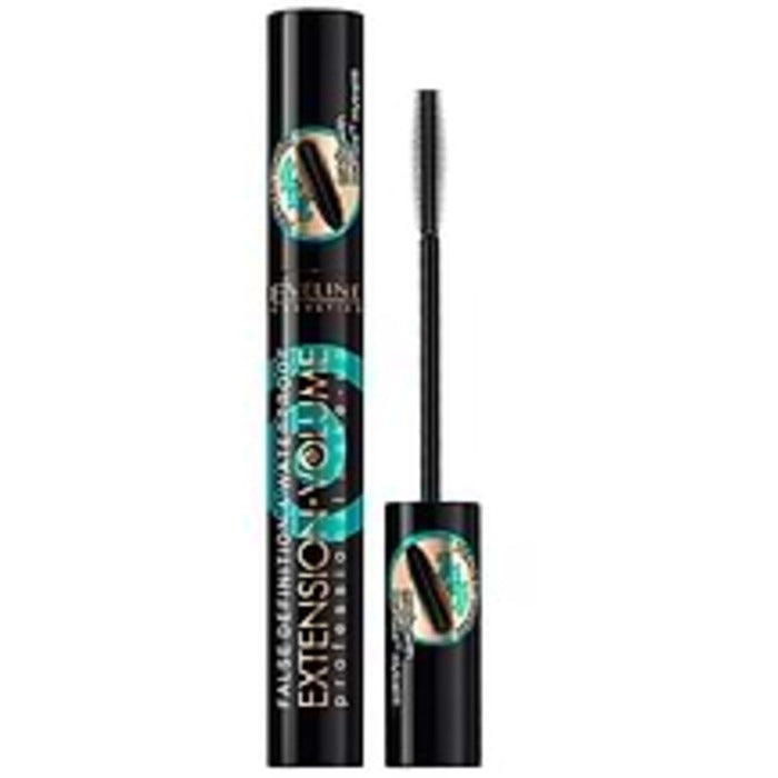 Eveline Cosmetics Extension Volume Waterproof blakstienų tušas Black – vireniui atsparus ilginantis tušas papildomos apimties 10 ml