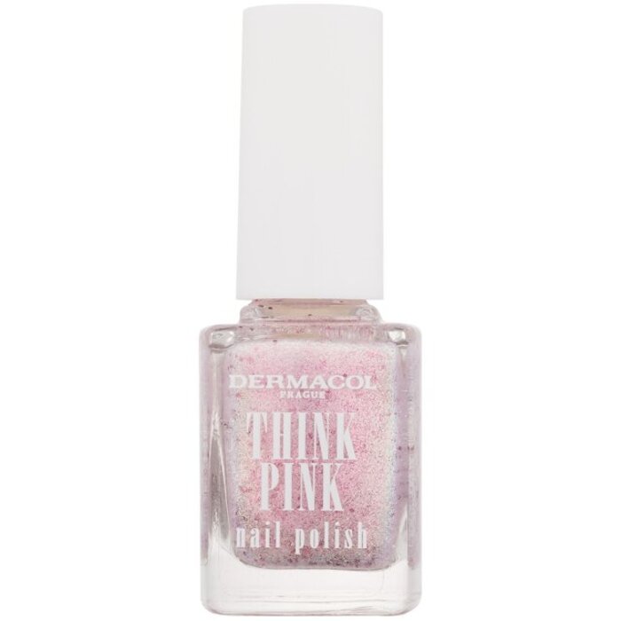 Dermacol „Think Pink“ nagų lakas – nagų lakas su blizgučiais ir kvapu, 12 ml