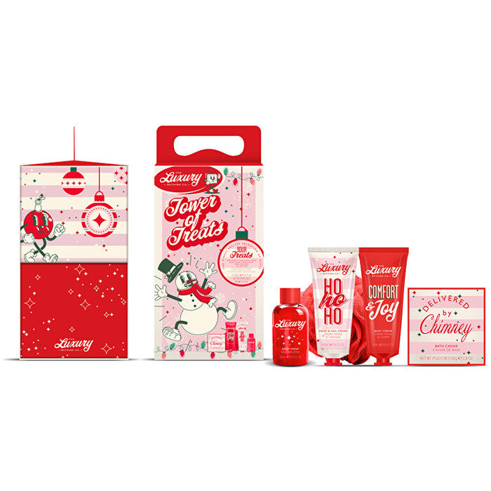 Grace Cole skanėstų bokštas (Kalėdiniai saldainiai, kakava ir vanilė) – Kūno priežiūros dovanų rinkinys