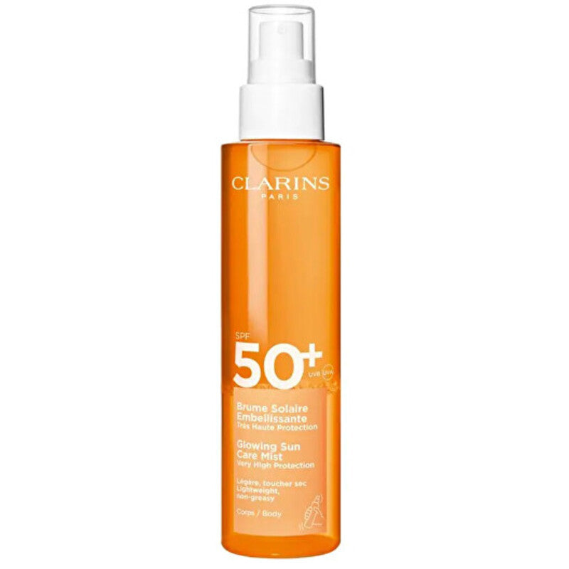 „Clarins Glowing Body Sun Care Mist“ SPF 50+ – kūno purškiklis įdegiui