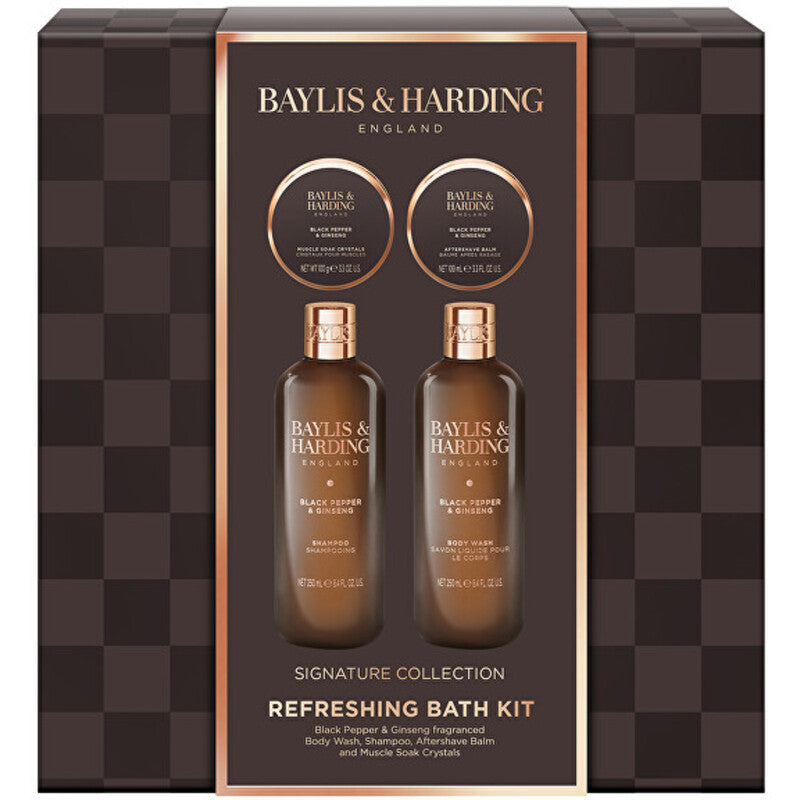 „Baylis & Harding“ gaivinantis vonios rinkinys (juodųjų pipirų ir ženšenio) – dovanų rinkinys
