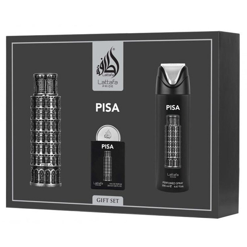 Lattafa Perfumes Pride Pisa Dárková sada EDP 100 ml, deospray 200 ml a EDP 20 ml
