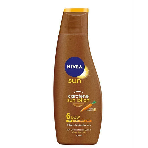 „Nivea“ losjonas nuo saulės su SPF 6 beta karotenu (karotino losjonas nuo saulės) 200 ml