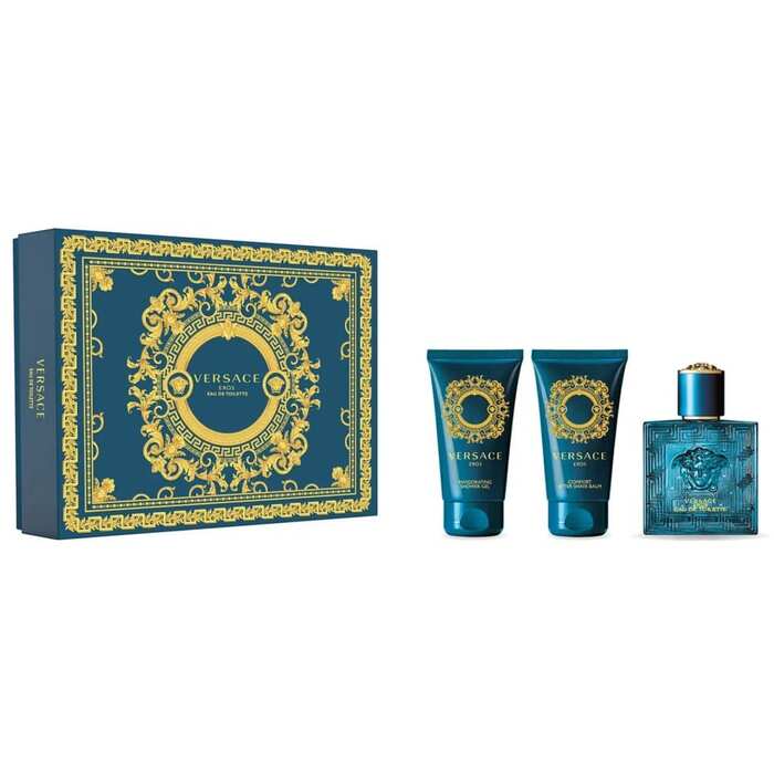 Versace Eros dovanų rinkinys 50 ml EDT, dušo gelis ir Eros 50 ml Balzamas Po Skutimosi Eros 50 ml