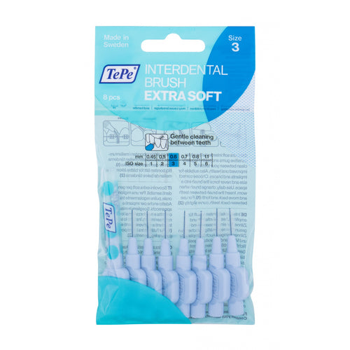 TePe Interdental Brush Extra Soft (0,6 mm mėlynas 8 vnt) - Labai smulkūs tarpdančių šepetėliai