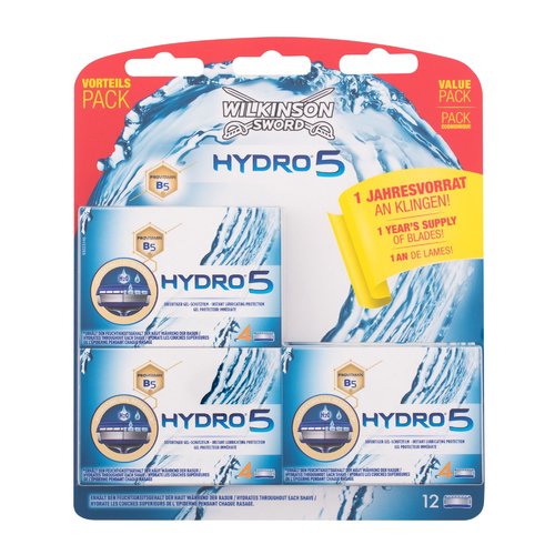 Wilkinson Sword Hydro 5 ( 12 vnt ) - Keičiami peiliukai su gelio pagalvėlėmis
