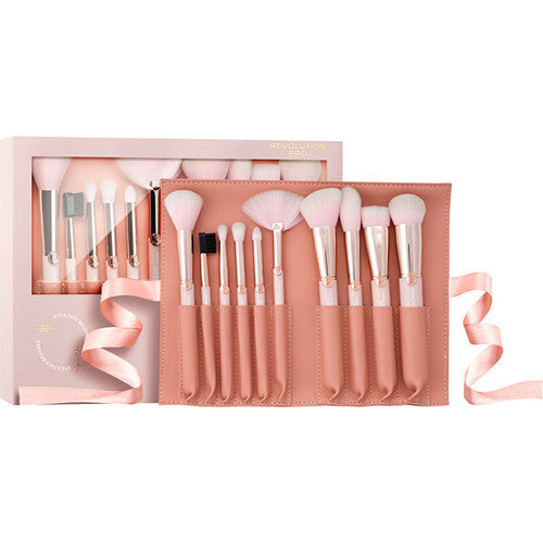 Makeup Revolution Revolution PRO x Influencer Overnight Full Beat Brush Set & Roll – šepetėlių rinkinys
