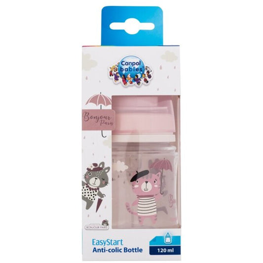 Canpol Babies Bonjour Paris Easy Start Anti-Colic Bottle Pink - Buteliukas kūdikiui 120 ml