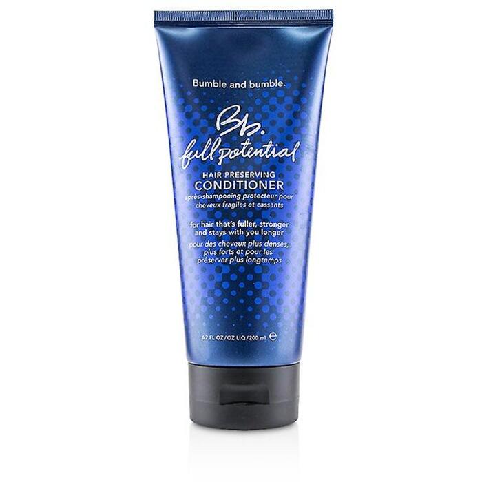 Bumble ir bumble BB Full Potential plaukų išsaugojimo kondicionierius – stiprinamasis kondicionierius nuo plaukų slinkimo.