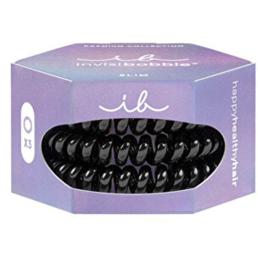 Invisibobble Slim Premium True Black - Plaukų gumytės (3 vnt.)