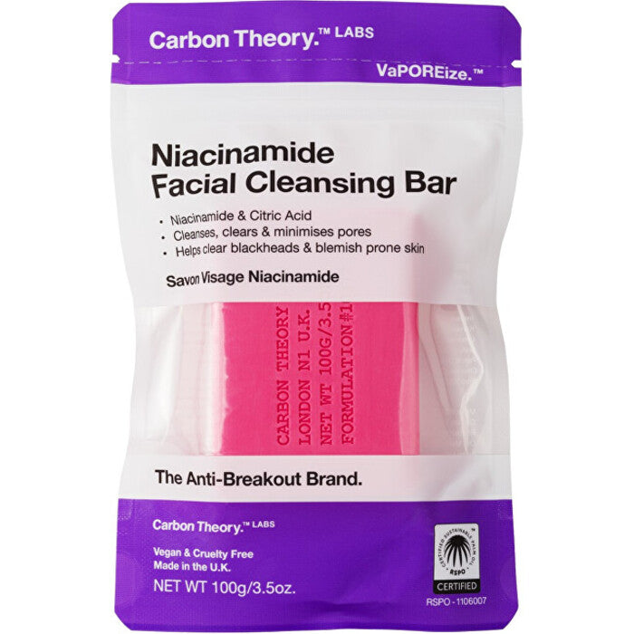 Carbon Theory Niacinamide Facial Cleansing Bar – valomasis veido muilas