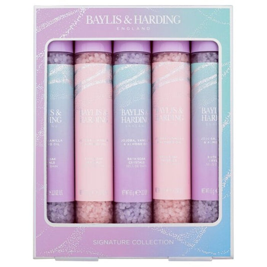 Baylis ir Harding simondsijų, vanilės ir migdolų aliejaus vonios mirkymo kristalų kolekcija