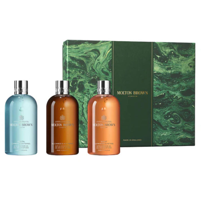 Molton Brown Woody & Aromatic kūno priežiūros kolekcijos rinkinys – dušo želė dovanų rinkinys