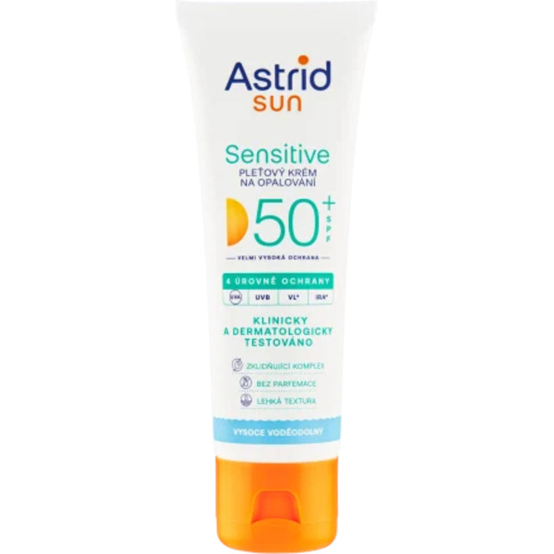 Astrid Sensitive veido kremas SPF 50+ - odos kremas įdegiui