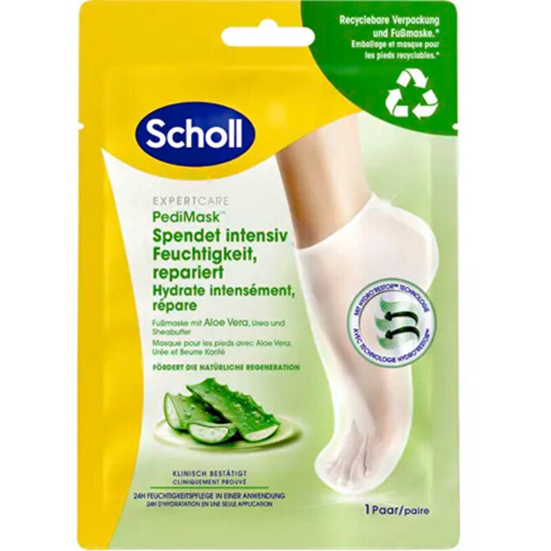 „Scholl PediMask™“ pėdų kaukė (1 pora) – drėkinamoji pėdų kaukė su alaviju