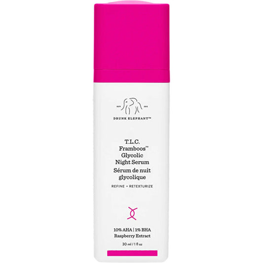 „Drunk Elephant T.L.C. Framboos“ glikolinis naktinis serumas – naktinis odos serumas