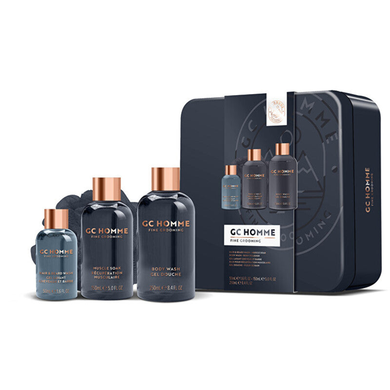 „Grace Cole“ vyriškas kūno priežiūros rinkinys (juodieji pipirai ir mirarinas) – kūno priežiūros dovanų rinkinys skardinėje.