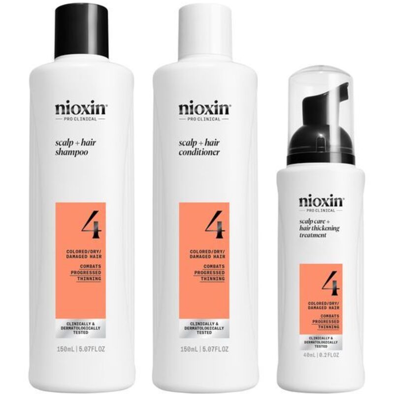 Nioxin System 4 Scalp Care Set – Priežiūros rinkinys ploniems dažytiems plaukams, kurie smarkiai išretėja