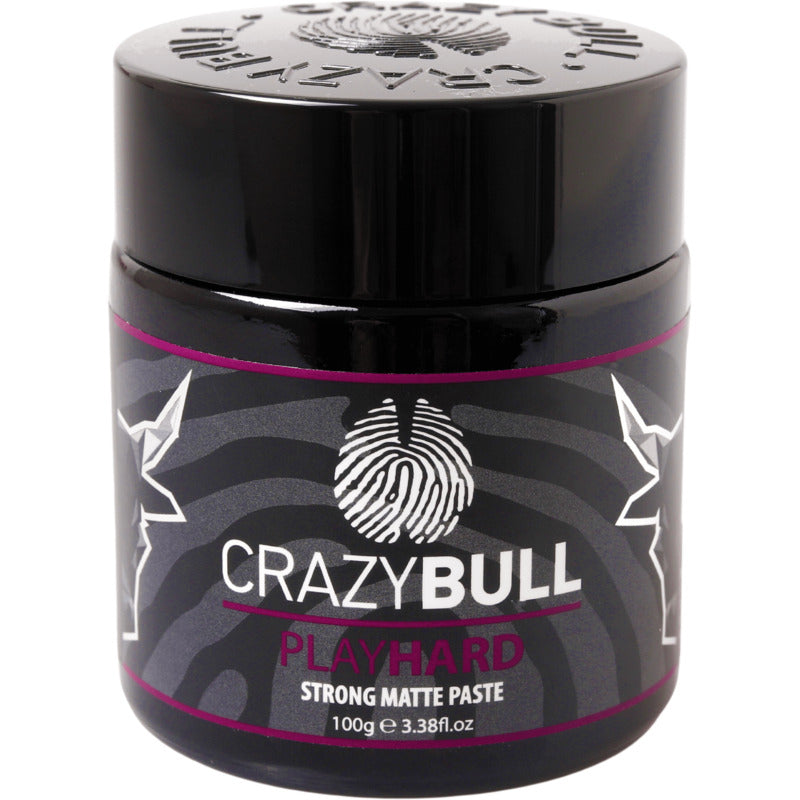 CrazyBull Play Hard Strong Matte Paste - Stiprios fiksacijos plaukų formavimo pasta