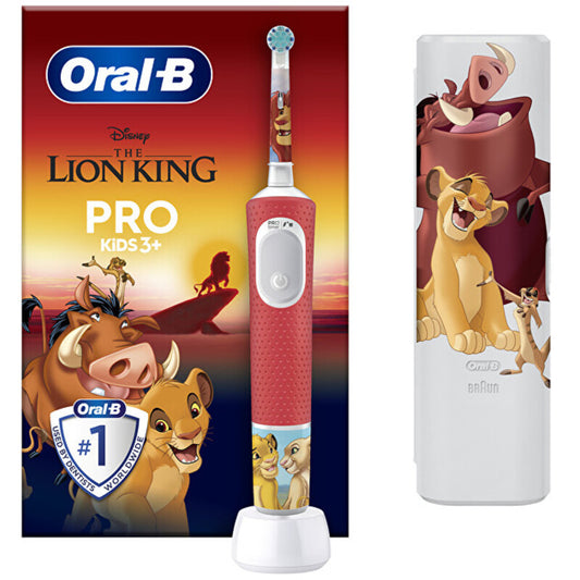 „Oral B Pro Kids“ elektrinis dantų šepetėlis „Liūtas karalius“ su kelioniniu dėklu