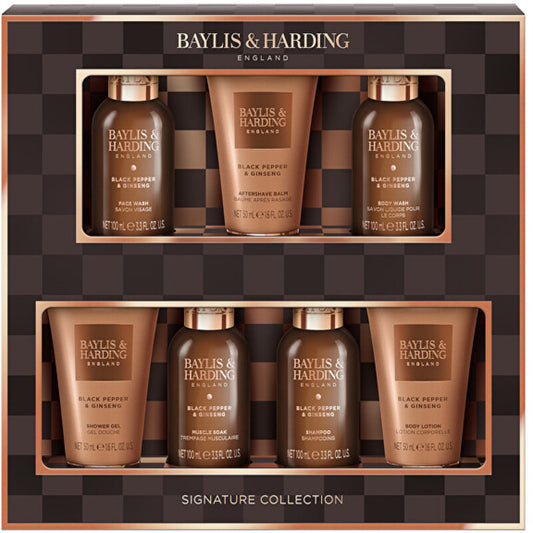 „Baylis & Harding“ vyriškų kūno priežiūros priemonių rinkinys (juodieji pipirai ir ženšenis) – dovanų rinkinys