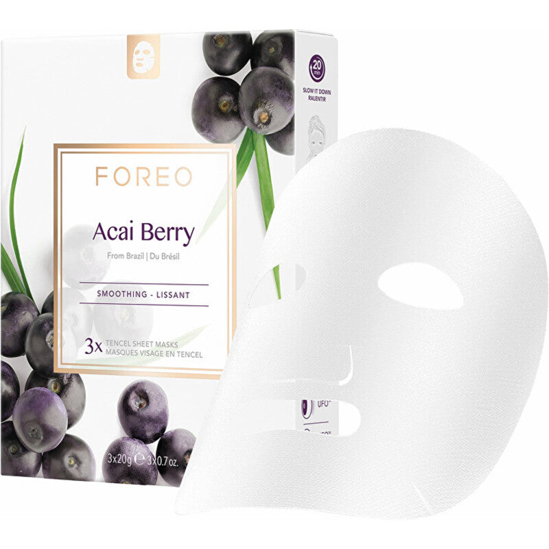 „Foreo Acai Berry Smoothing Sheet Mask“ – lyginamoji lakštinė kaukė brandžiai odai
