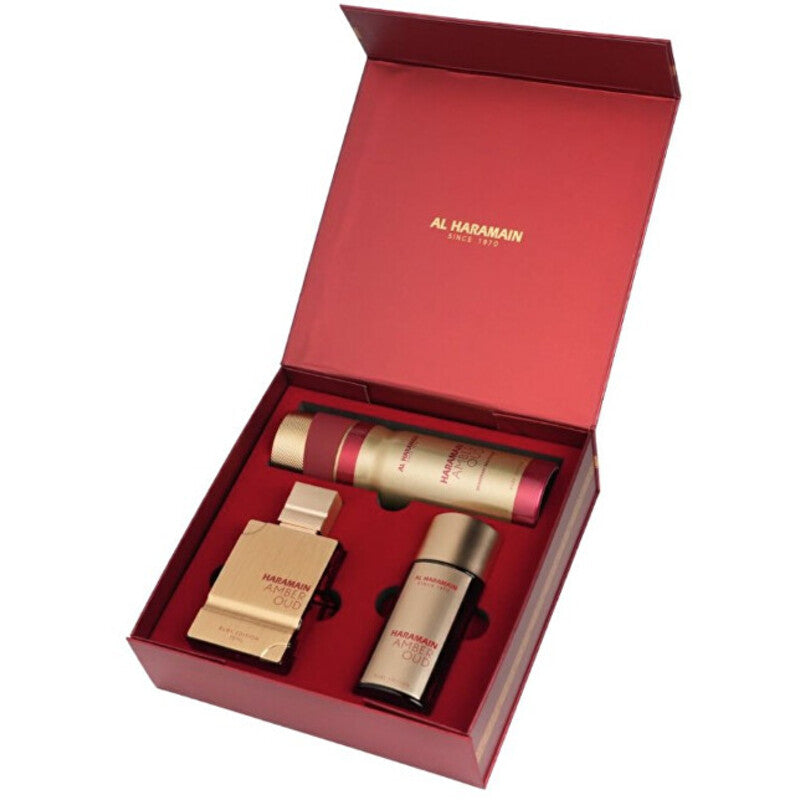 Al Haramain Amber Oud Ruby Edition Dovanų Rinkinys EDP 75 ml, EDP 30 ml ir dezodorantas 200 ml
