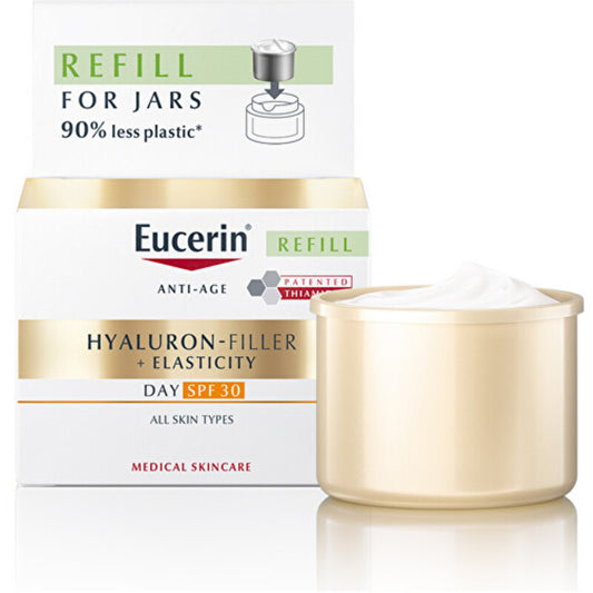 „Eucerin Hyaluron-Filler+Elasticity“ dieninio kremo papildymas su SPF 30 – senėjimą stabdančio dieninio kremo papildymas